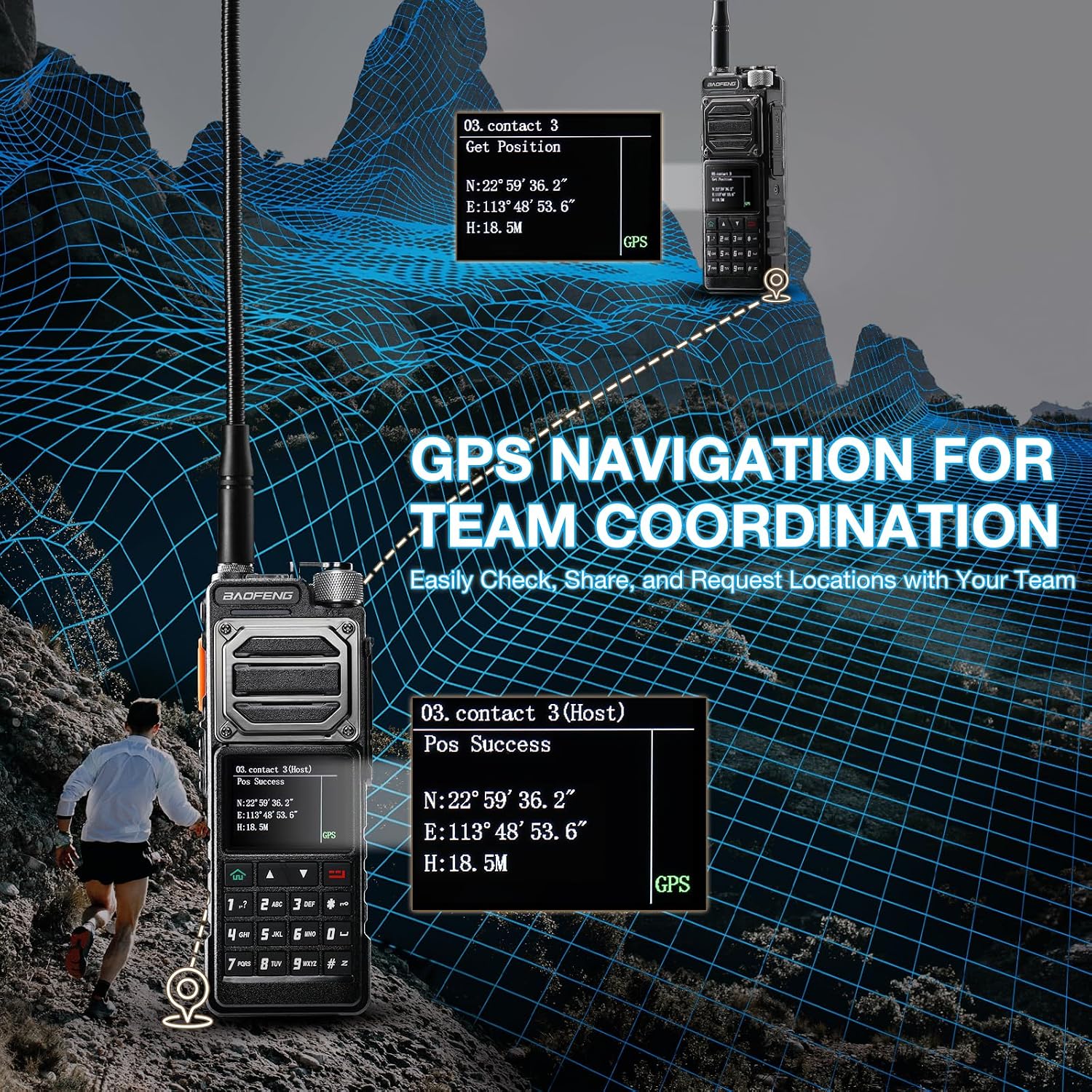 UV-25 Plus 10W GPS Ham Radio Handheld, Long Range Two Way Radio | Air NOAA Receiver, 5200mAh Battery USB-C Port, 2"