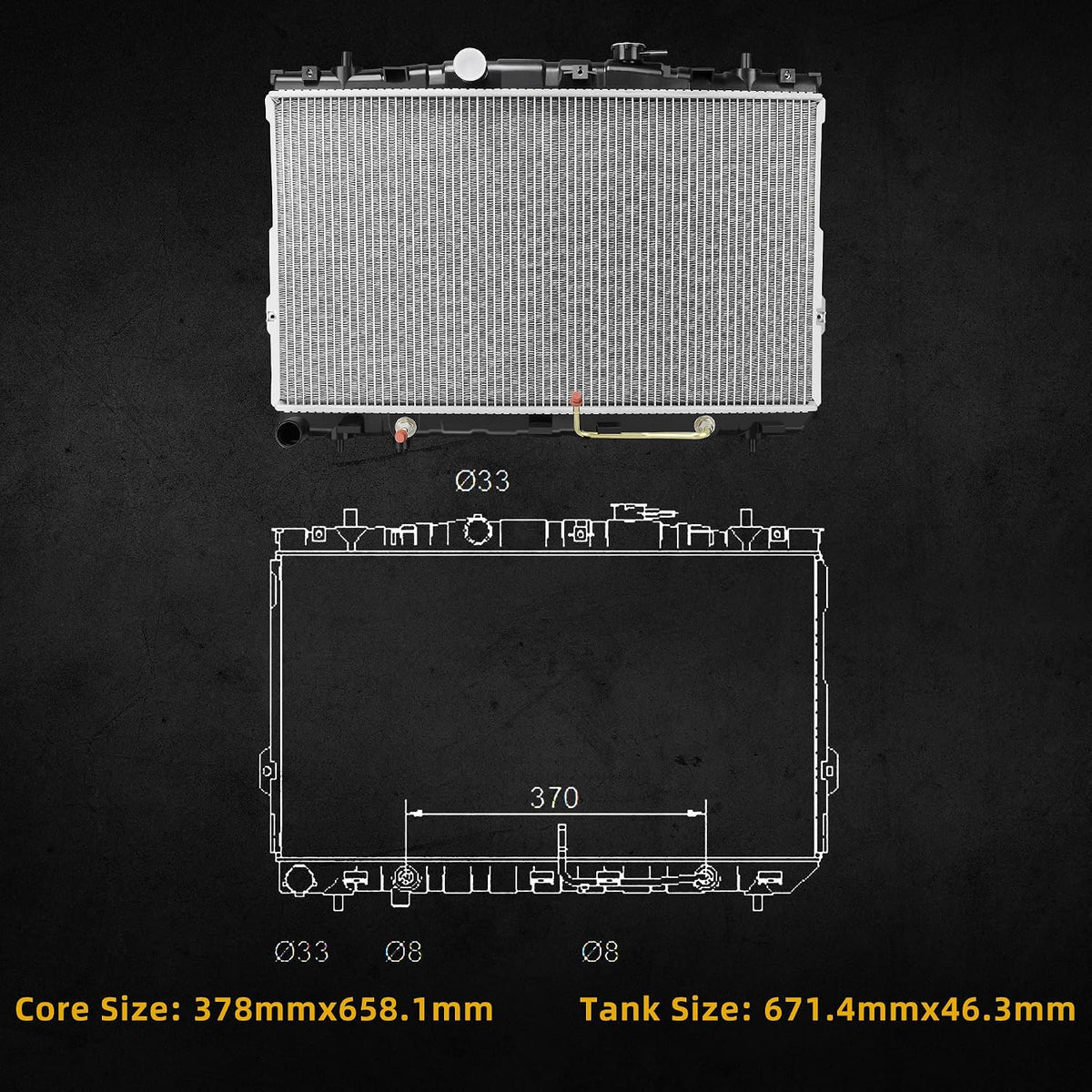 DWVO Complete Radiator Compatible with 2001-2006 Hyundai Elantra CU2387