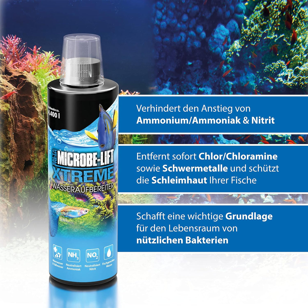Xtreme Water Conditioner Treatment for Aquariums and Fish Tanks, All-in-One Treatment for Freshwater and Saltwater