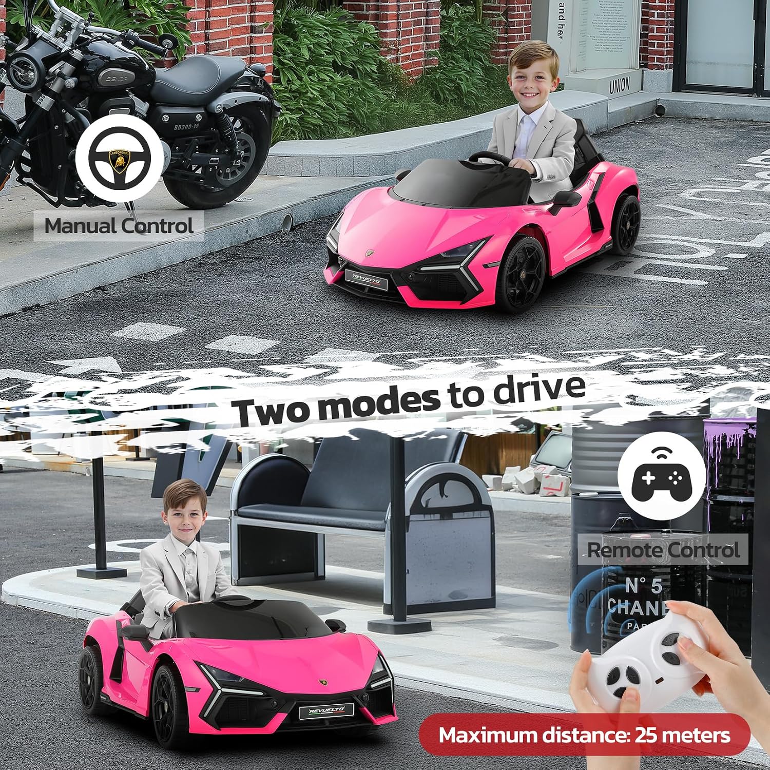 Licensed Lamborghini Car for Kids to Drive with Scissor Door,Toddler Ride on Toys with Remote Control,12V Battery Car