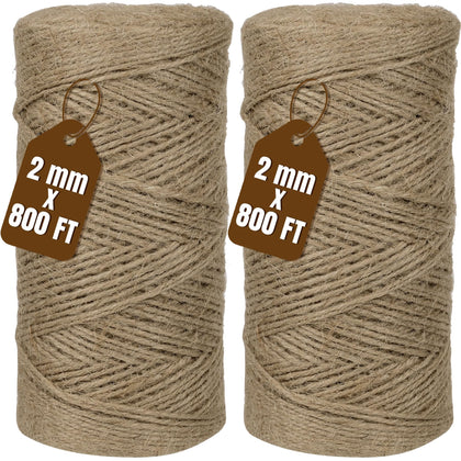 Jute Twine 2mm 1600 Feet Natural Jute Twine String for Crafting, Gardening, Gift Wrapping, Macrame, DIY Decor (Brown