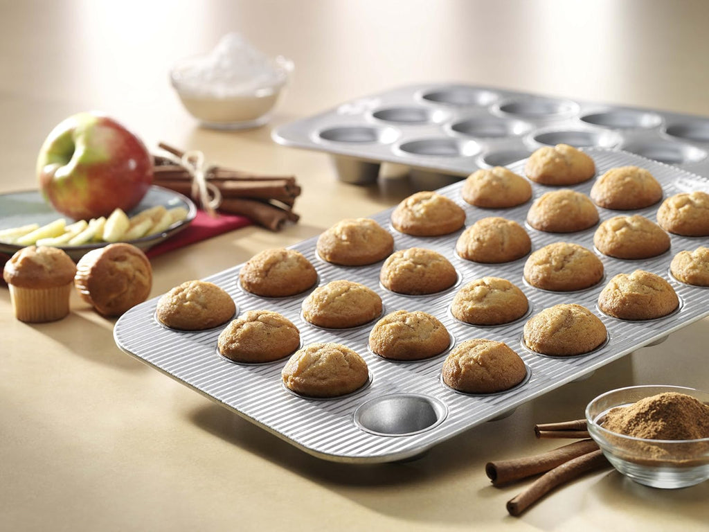 Bakeware Mini Cupcake and Muffin Pan, Nonstick Quick Release Coating, 24-Well, Aluminized Steel