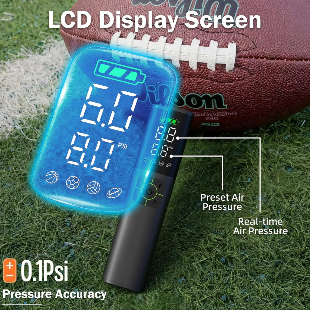 Z10 Electric Ball Pump for Sport Ball,2000mAh 15 PSI Portable Automatic Air Pump Fast Ball Inflator with 2