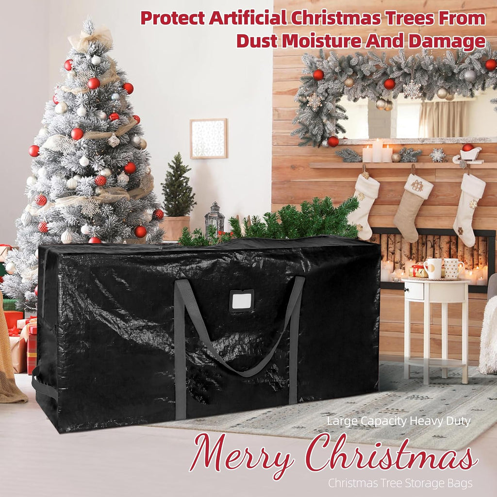 Large Christmas Tree Storage Bag Heavy Duty 9 Ft (Black) | Protects From Moisture & Dust, Holiday Storage