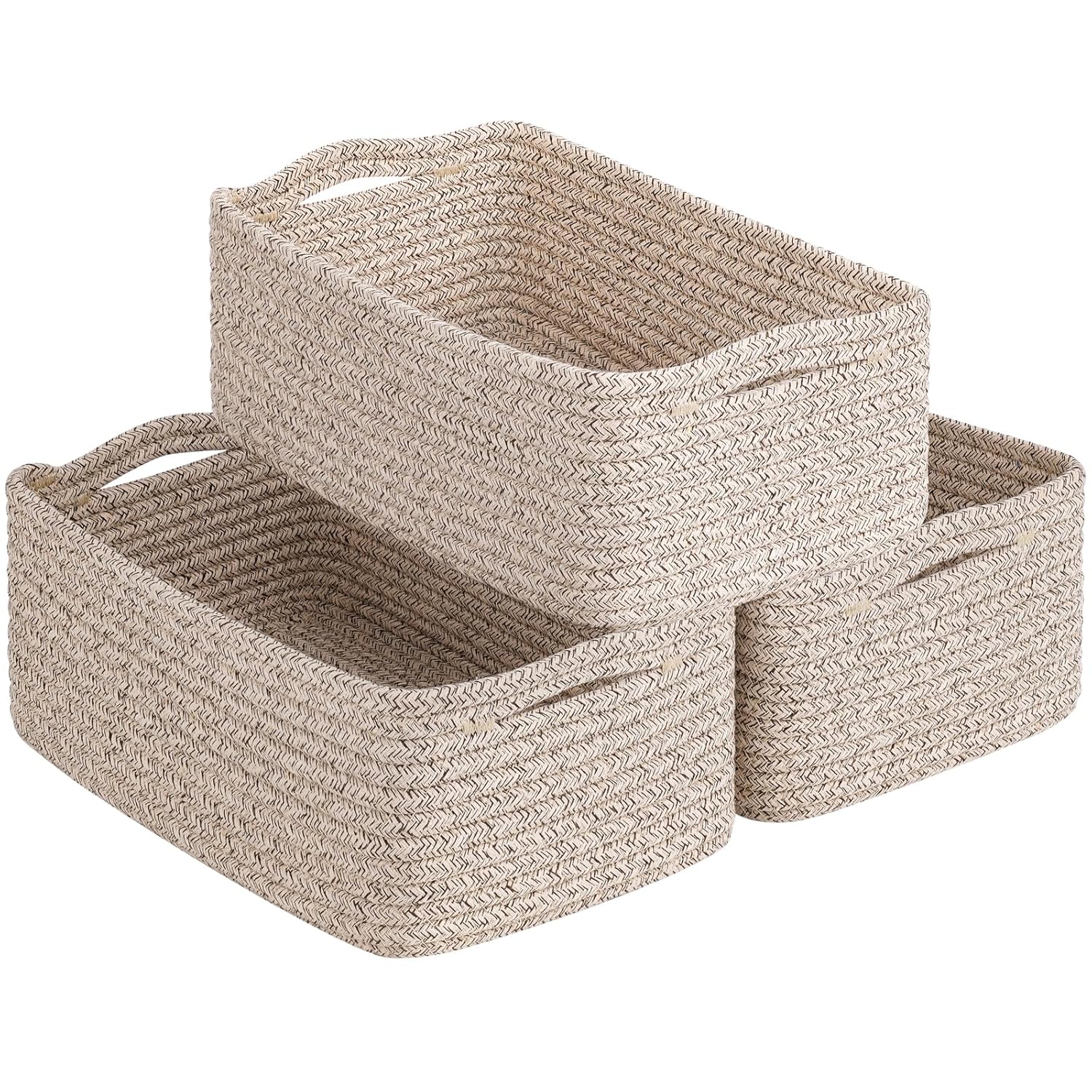 Baskets for Organizing, Storage Basket for Shelves, Baskets for Gifts, Woven Bakset 3 Pack for Living Room, 11 x 7 x
