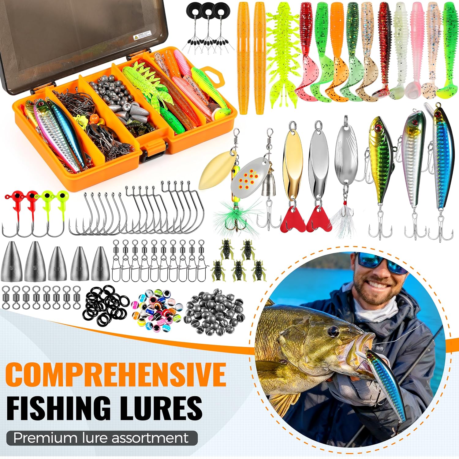 Fishing Rod and Reel Combo Pole Gear Kit Telescopic Beginner | Portable All-in-One Fishing Equipment, with Freshwater