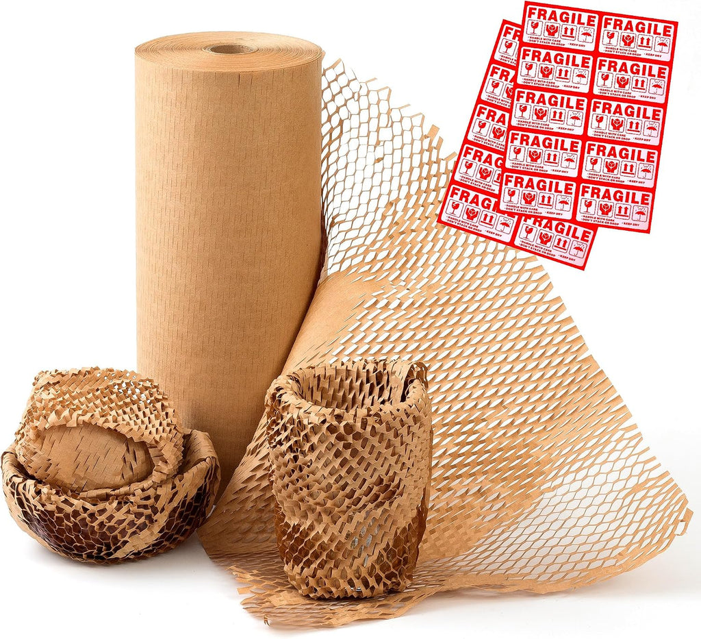Honeycomb Packing Paper 15" Width X 300 FT for Moving Glass Dishes Recyclable Wrapping Paper Bubble Wrap Packing
