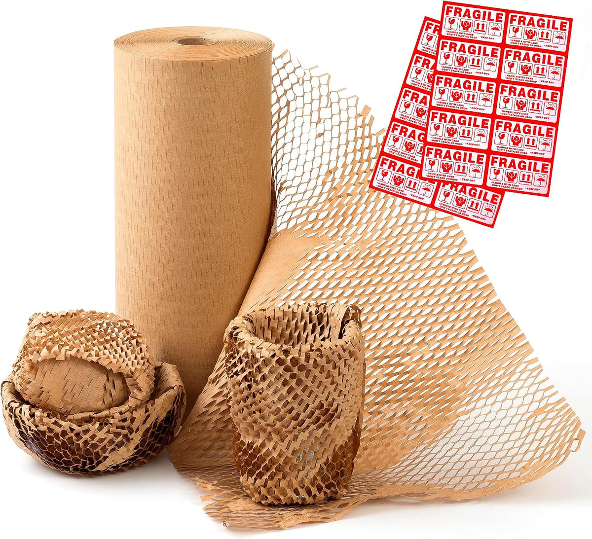 Honeycomb Packing Paper 15" Width X 300 FT for Moving Glass Dishes Recyclable Wrapping Paper Bubble Wrap Packing