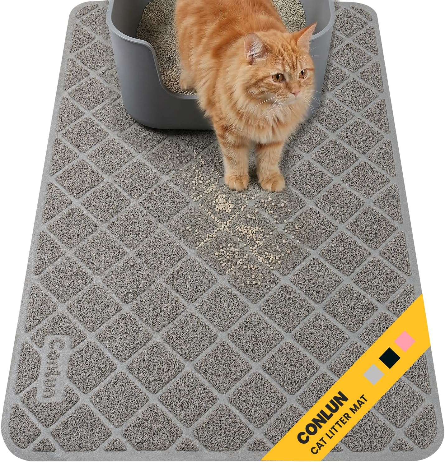 Cat Litter Mat Litter Trapping Mat, Premium Durable PVC Grid Mesh with Scatter Control, Non-slip, Less Waste Cat