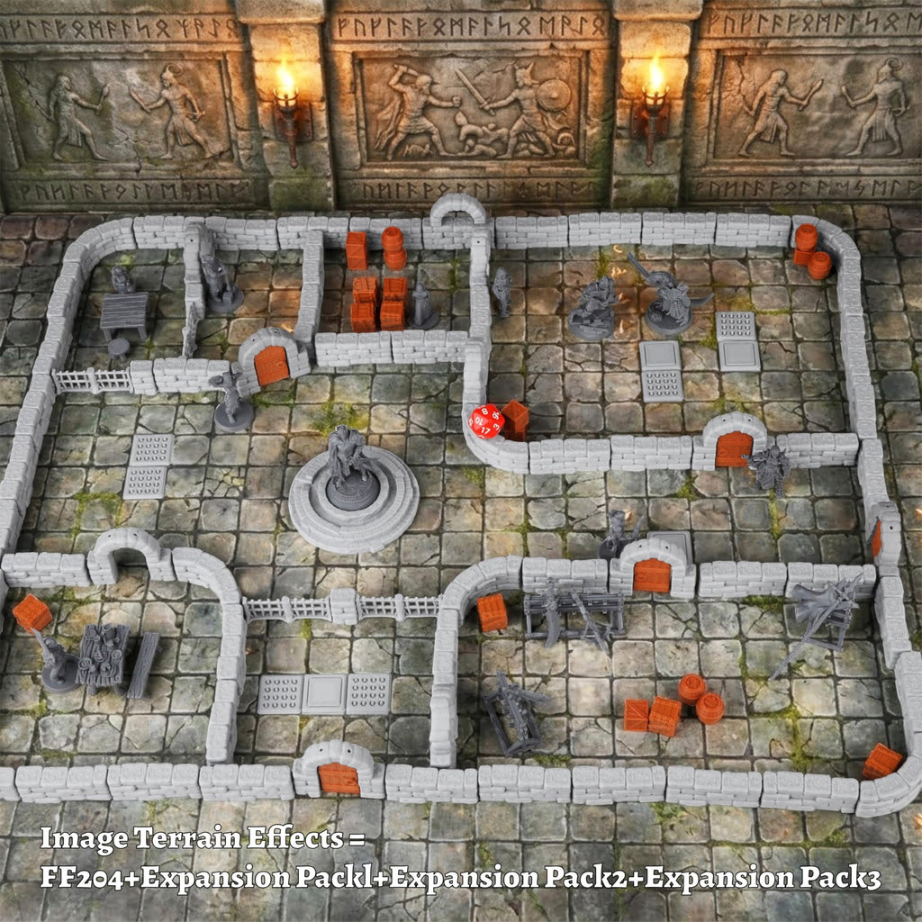 Dungeon Walls, 40pcs 28mm Miniature RPG Modular System for TTRPG