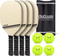 Pickleball Sets - Classic, Retro, Steel Blue, or Yellow - Includes 4 Paddles, 4 Regulation Pickleballs and Carry Case