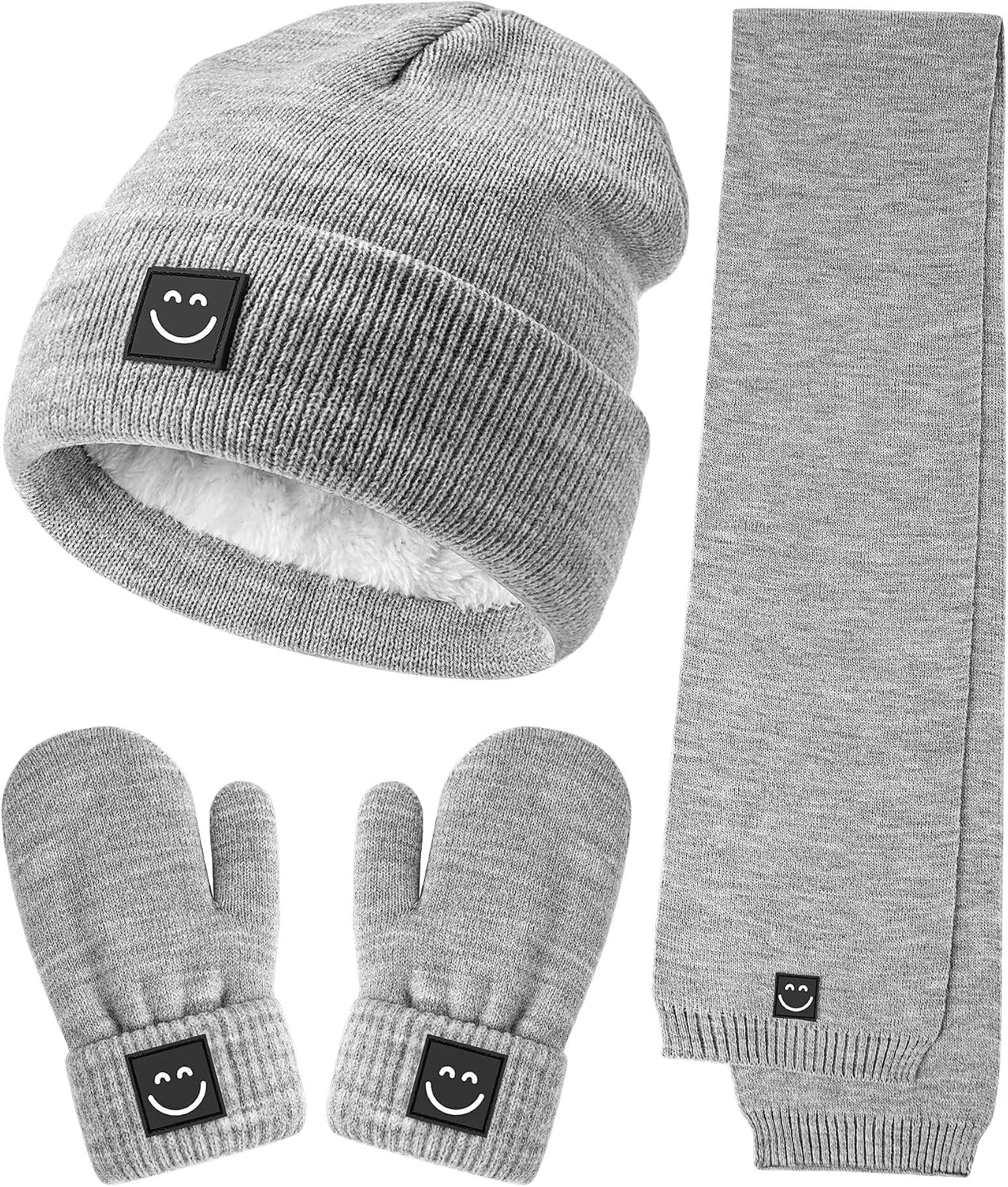 Baby Beanie Mittens Scarf Set,Toddler Kids Winter Hat and Thermal Gloves Neck Warmer Set for Girls Boys