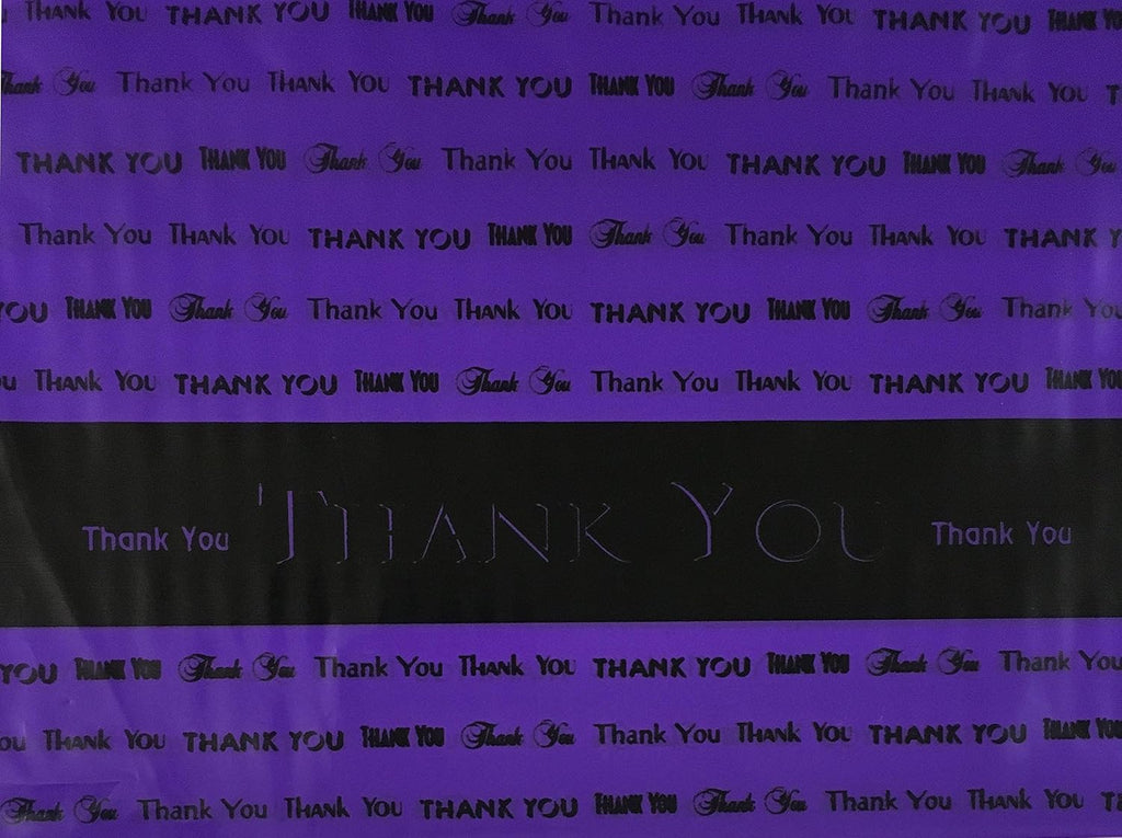 9x12 Purple "Thank You" Die Cut Handle Plastic Bags 50/cs - Bags Direct Brand