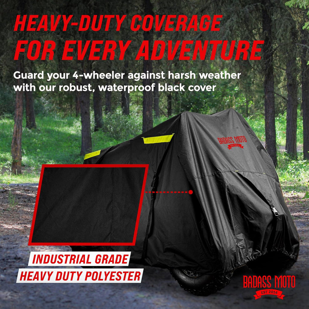 ATV Covers Waterproof Outdoor Heavy Duty, Rip-Resistant, Night-Reflective Quad Cover, 4 Wheeler Cover, Easy-Access