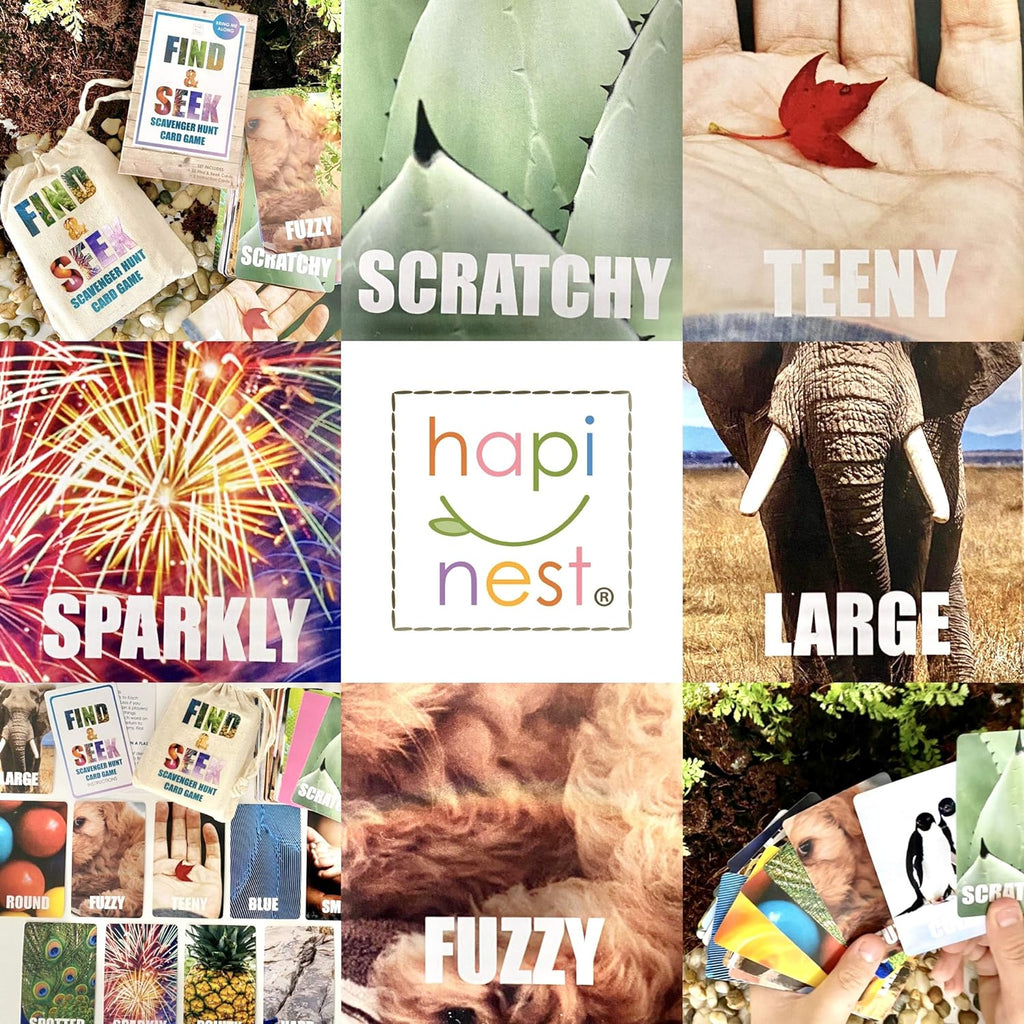 Find and Seek Scavenger Hunt Card Game, Indoor Outdoor Activities for Kids Toddler & Family, Beach Camping Travel Car