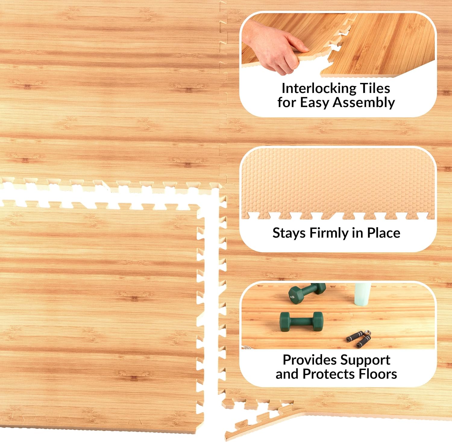EVA Foam Floor Tiles 6-Pack - 24 SQFT Puzzle Mats for Floor - Interlocking Foam Tiles for Family Room or Gym Flooring