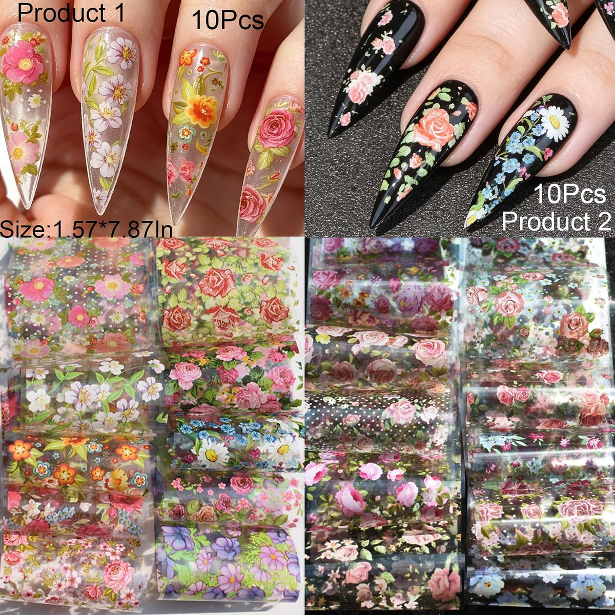 58 Sheets Nail Art Transfer Foil Stickers,1.57x7.87In