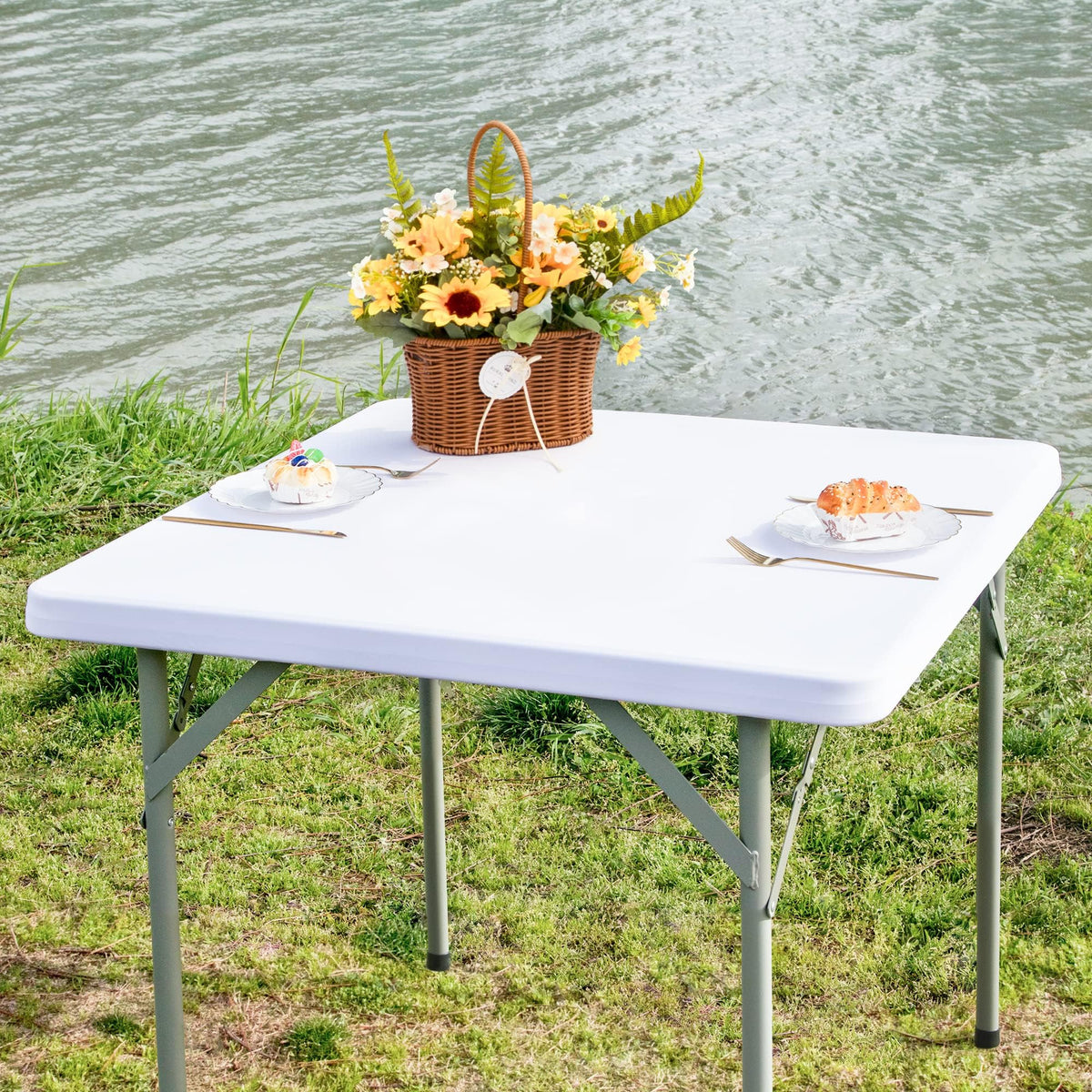 Card Table Covers Fitted Square Elastic Tablecloth, White 34x34 in