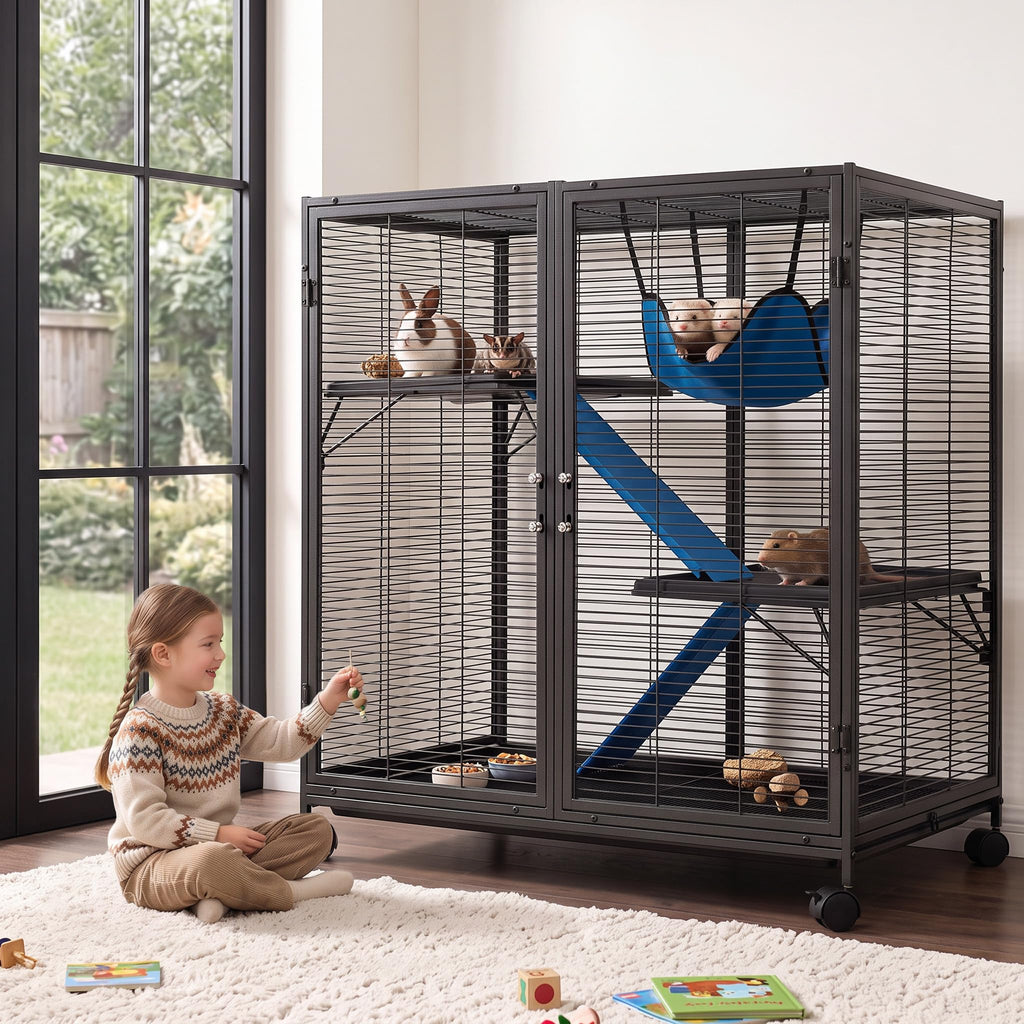 Large Metal Rolling Ferrets Cage, 0.5''Bar Spacing