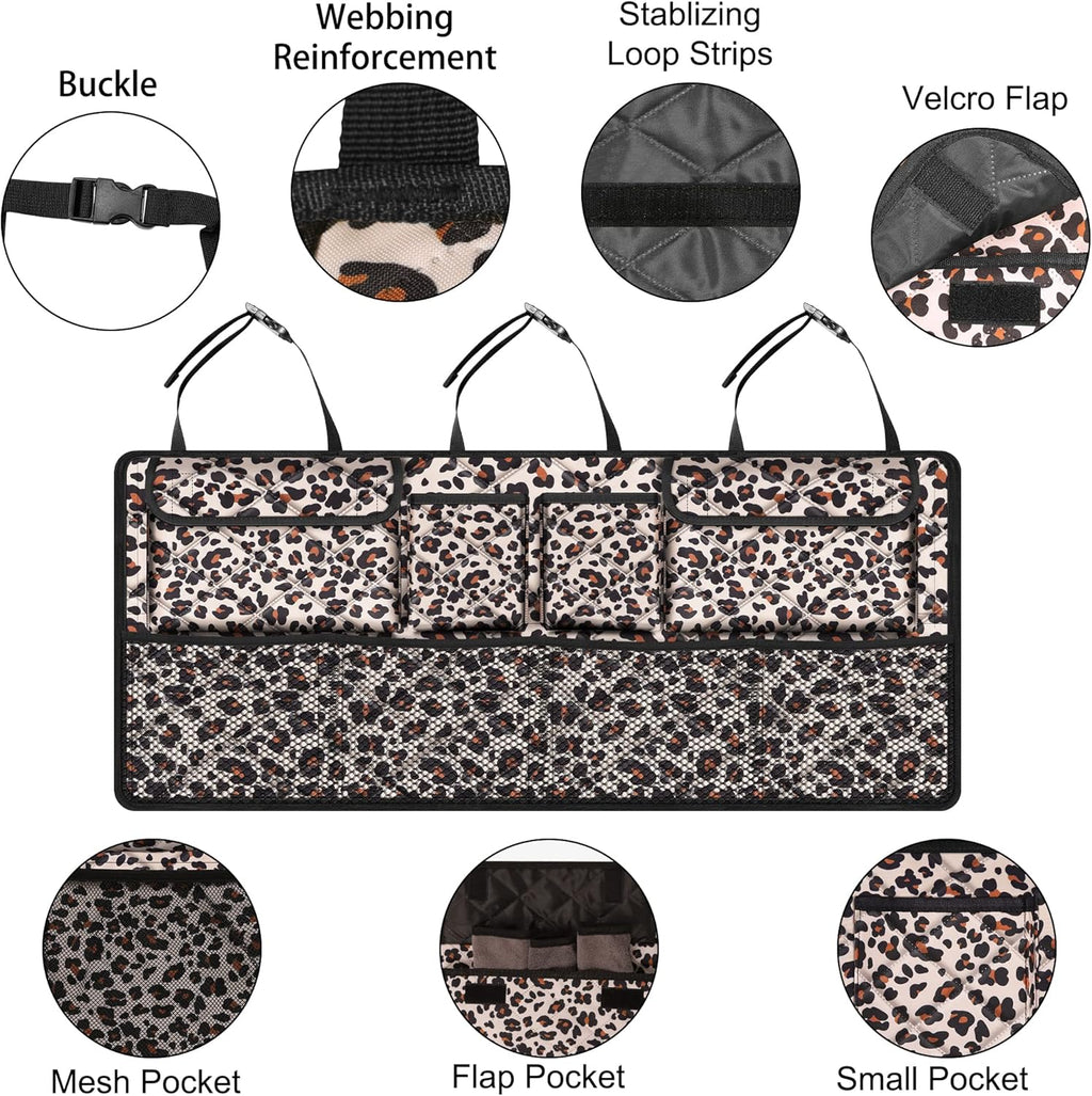 Car Trunk Organizer,Large Capacity Backseat Trunk Organizer(42"*18"),Collapsible Car Storage Bag with 8 Pocekt,Car