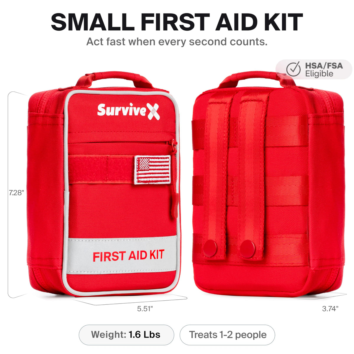 Small First Aid Kit, Emergency Kit for 1-2 People