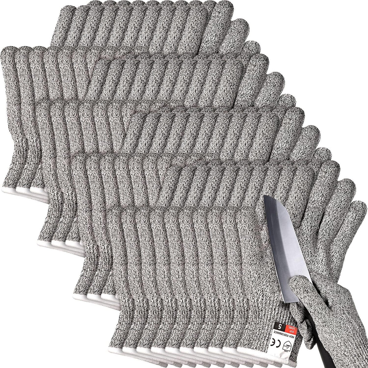 20 Pairs Cut Resistant Gloves Level 5 Protection Safety Work,L