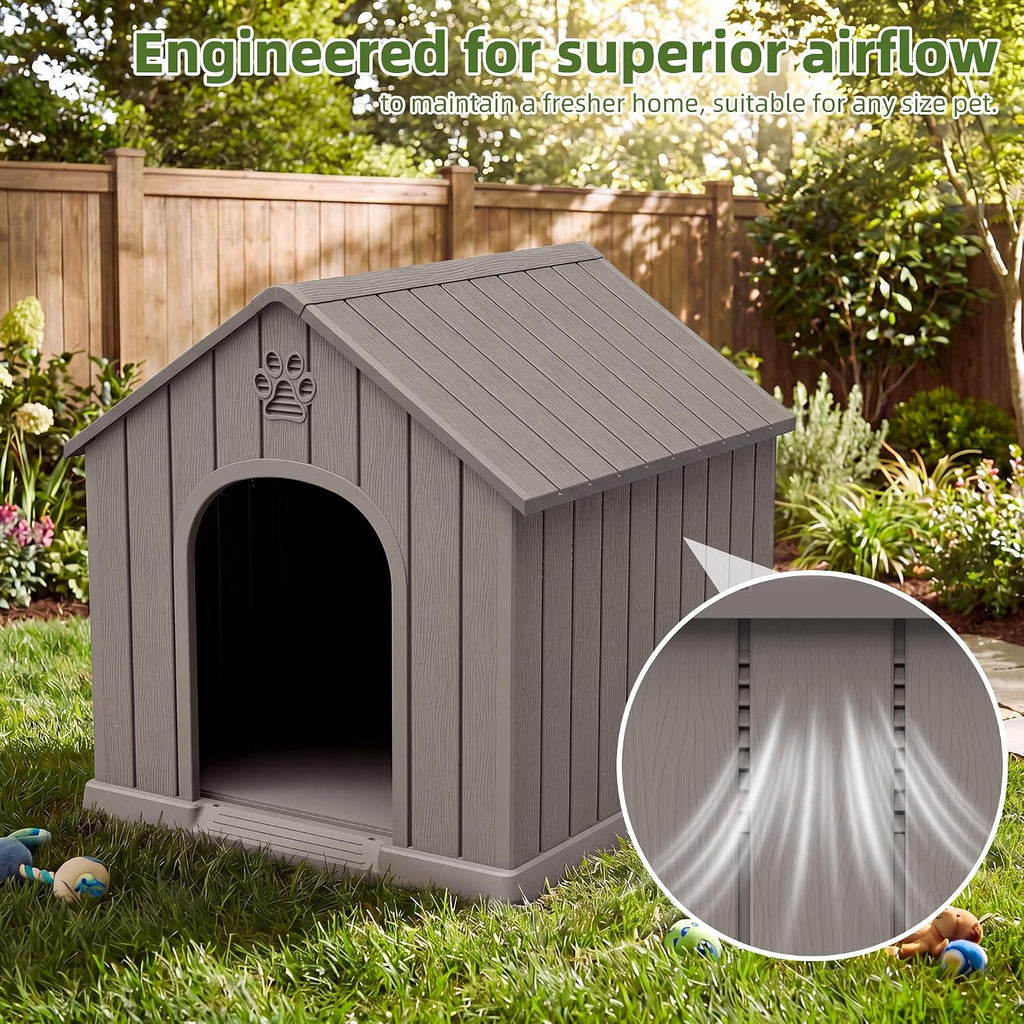 Large Dog House for Medium to Large Dogs – Sturdy Waterproof Doghouse for Indoor/Outdoor Use with Air Vents and