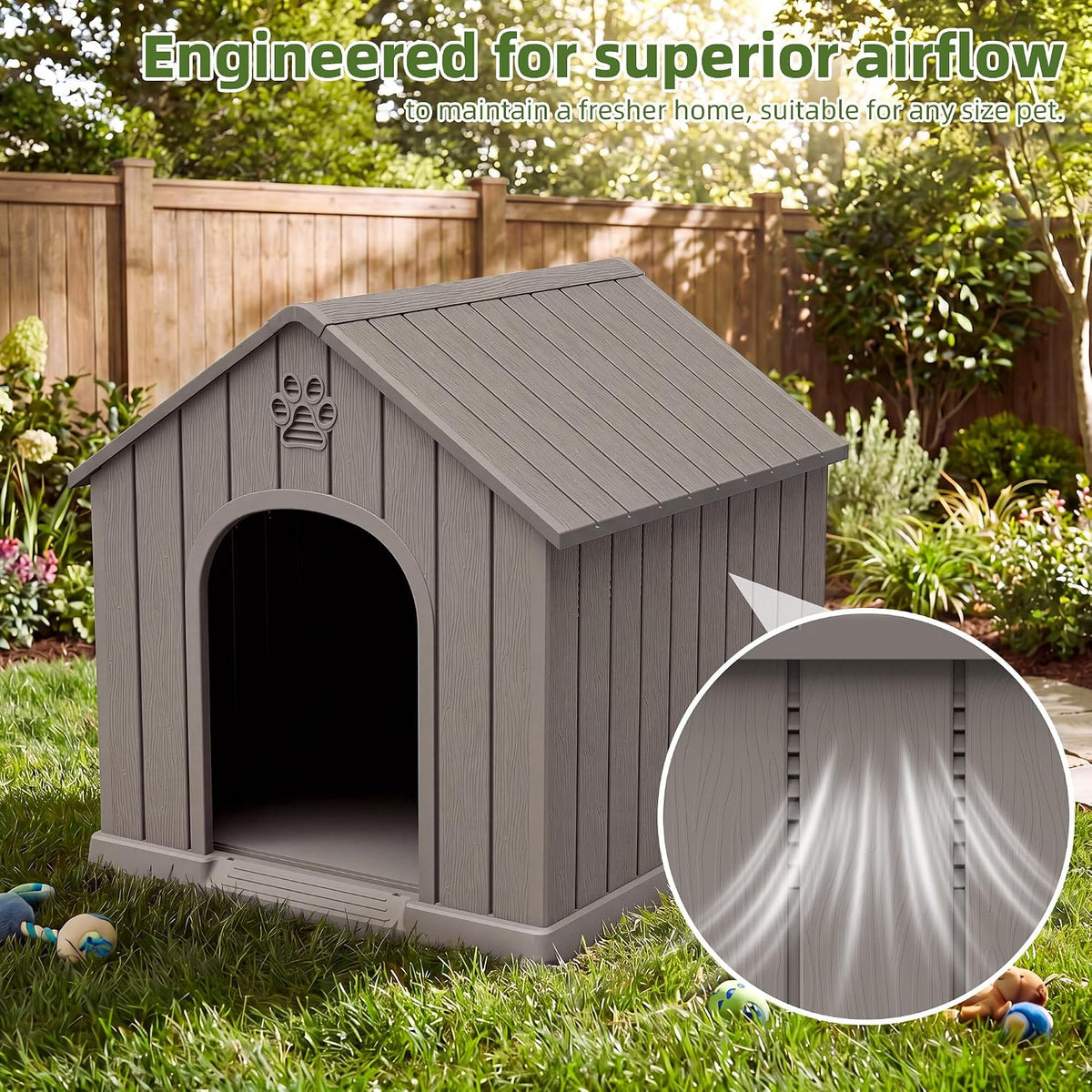 Large Dog House for Medium to Large Dogs – Sturdy Waterproof Doghouse for Indoor/Outdoor Use with Air Vents and
