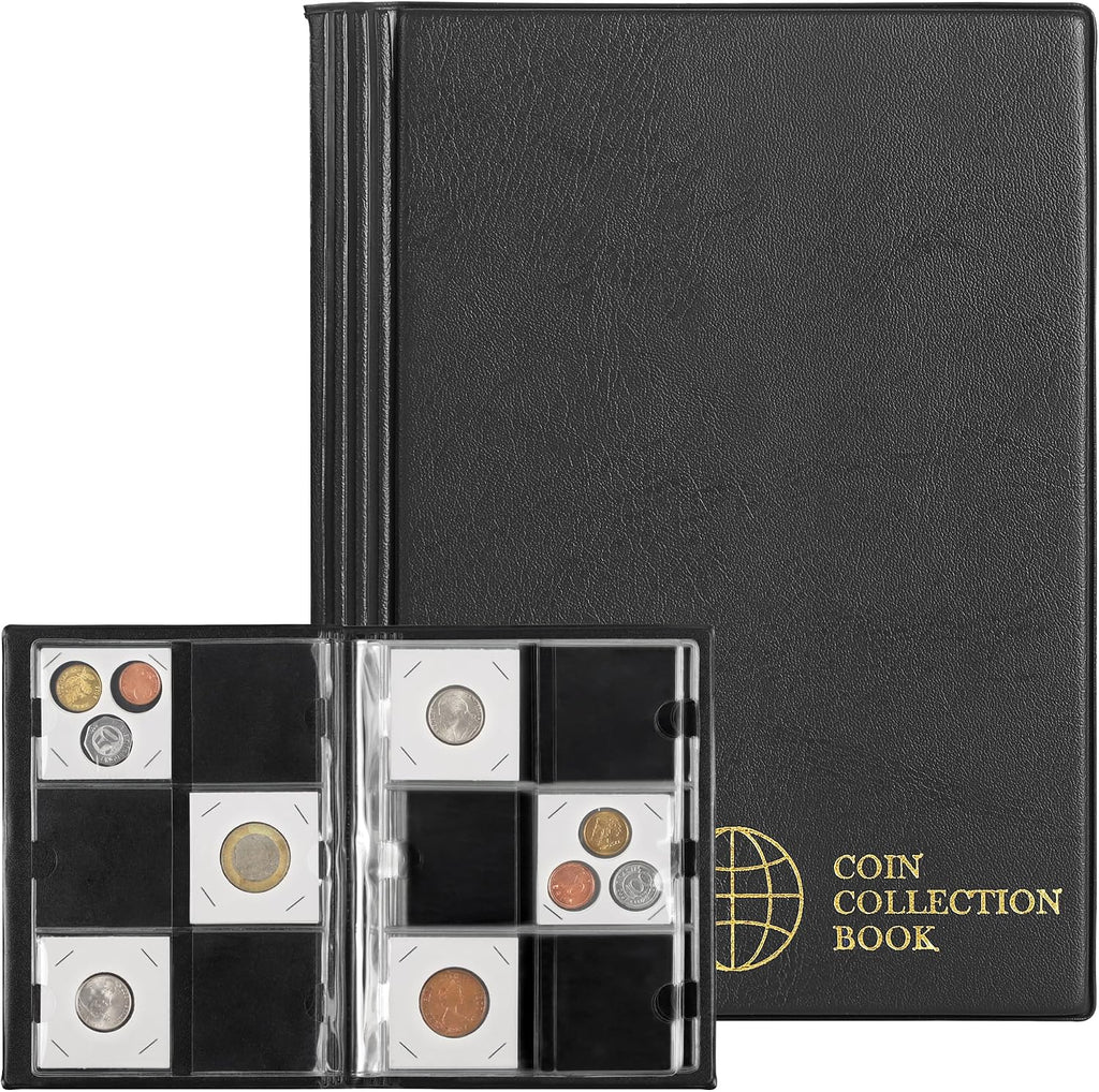 Coin Flip Holder Albums - 60 Pockets 2x2 inches Black | Uncle Paul Coin Storage Books for Coin Cardboard Collection