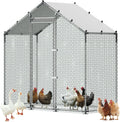 Large Metal Chicken Coop,6.6 x 3.3 x 6.6 ft, Walk-in Chicken Run House with Waterproof Cover & Sturdy Frame, Spire