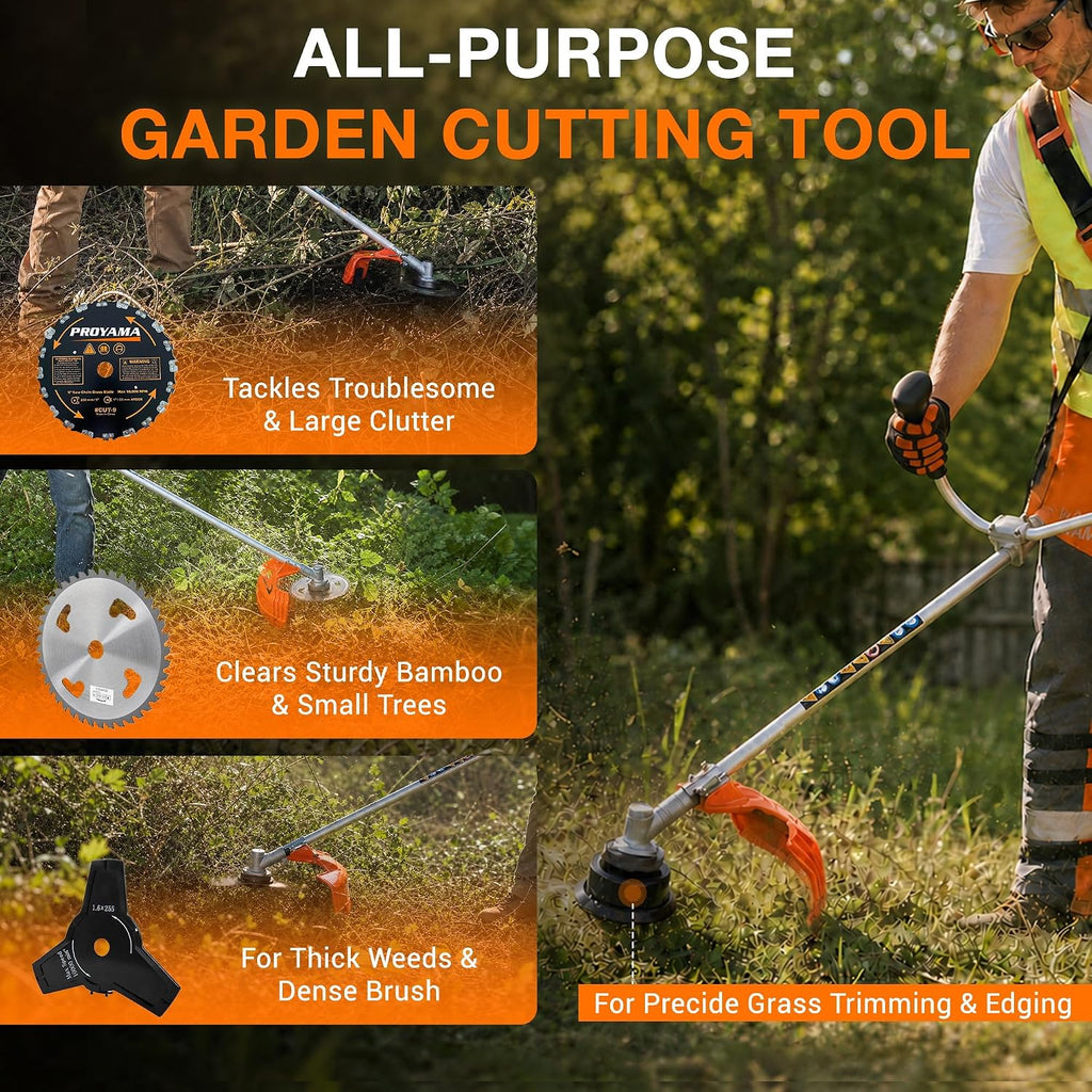 42.7cc 3 in 1 Gas Powered Weed Eater Wacker Brush Cutter Trimmer | 2-Cycle Easy Start String Trimmer Machine, 18in