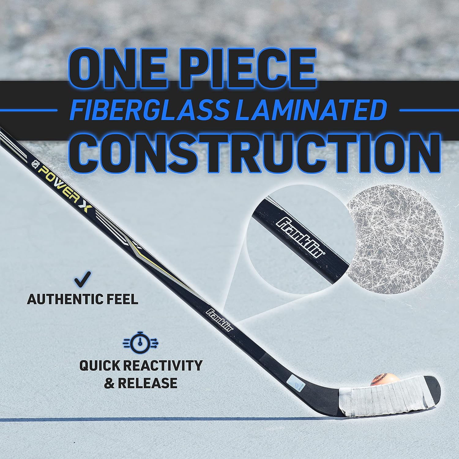 Street Hockey Sticks - Ambush Junior Street Hockey Stick - Wood and Fiberglass Shaft - ABS Blade - One Piece Stick