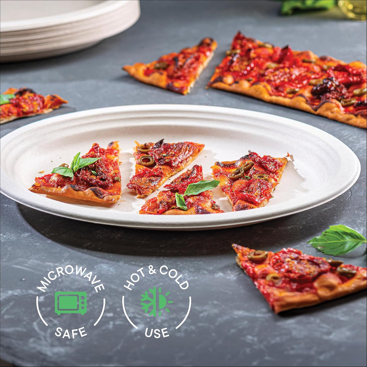 100% Compostable Oval Paper Plates [12.5 inch - 50-Pack] Elegant Disposable Dinner Platter Heavy-Duty Quality
