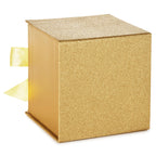 4" Small Gift Box with Ribbon Bow (Gold with Glitter)