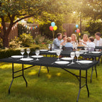 6ft Fitted Tablecloth Rectangle 6-Pack, Black Elastic Table Cover