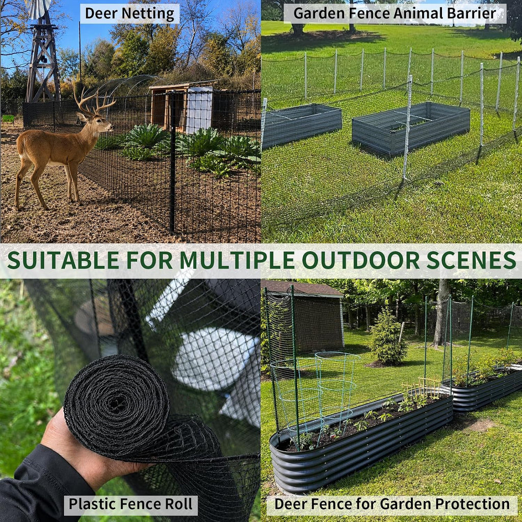 Deer Fence Netting, 7x100 Ft Plastic Mesh Fence Roll, Temporary Fence Black