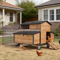 Large Chicken Coop with Run with All-Arounded Iron Frame Chicken Tractor Mobile Chicken House with Large Run and
