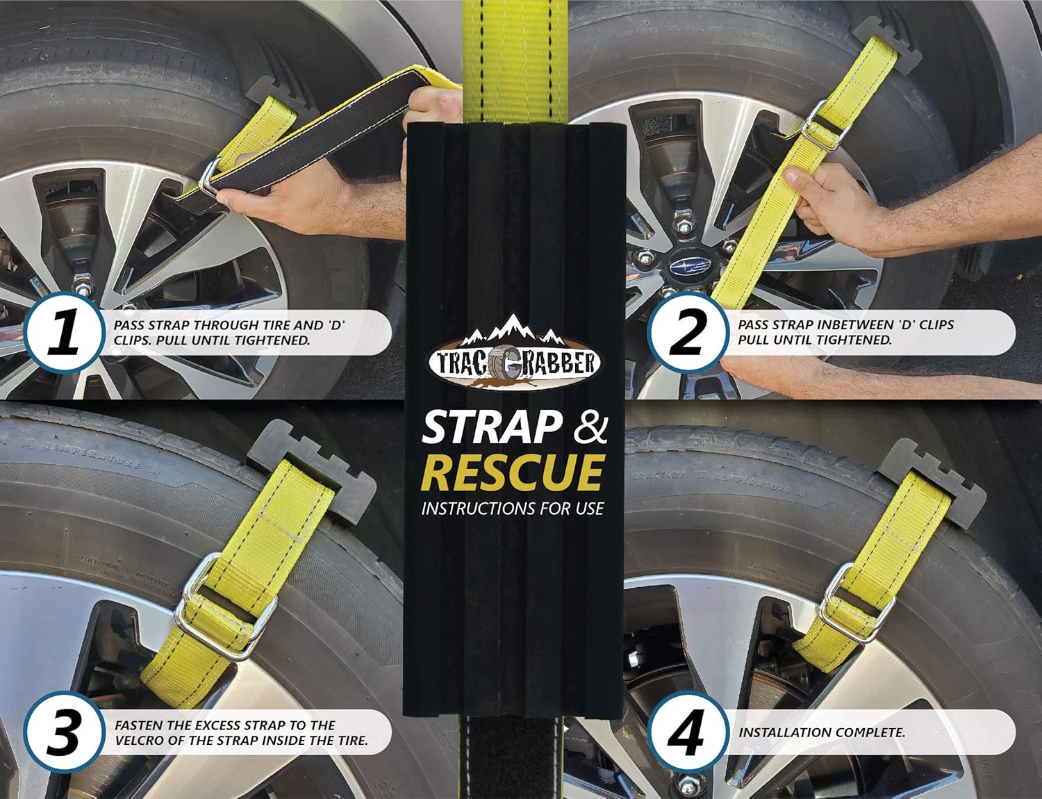 Tire Traction Device for Trucks & Large SUVs, Set of 2 -Made in the USA, Anti Skid Emergency Tire Straps to Get