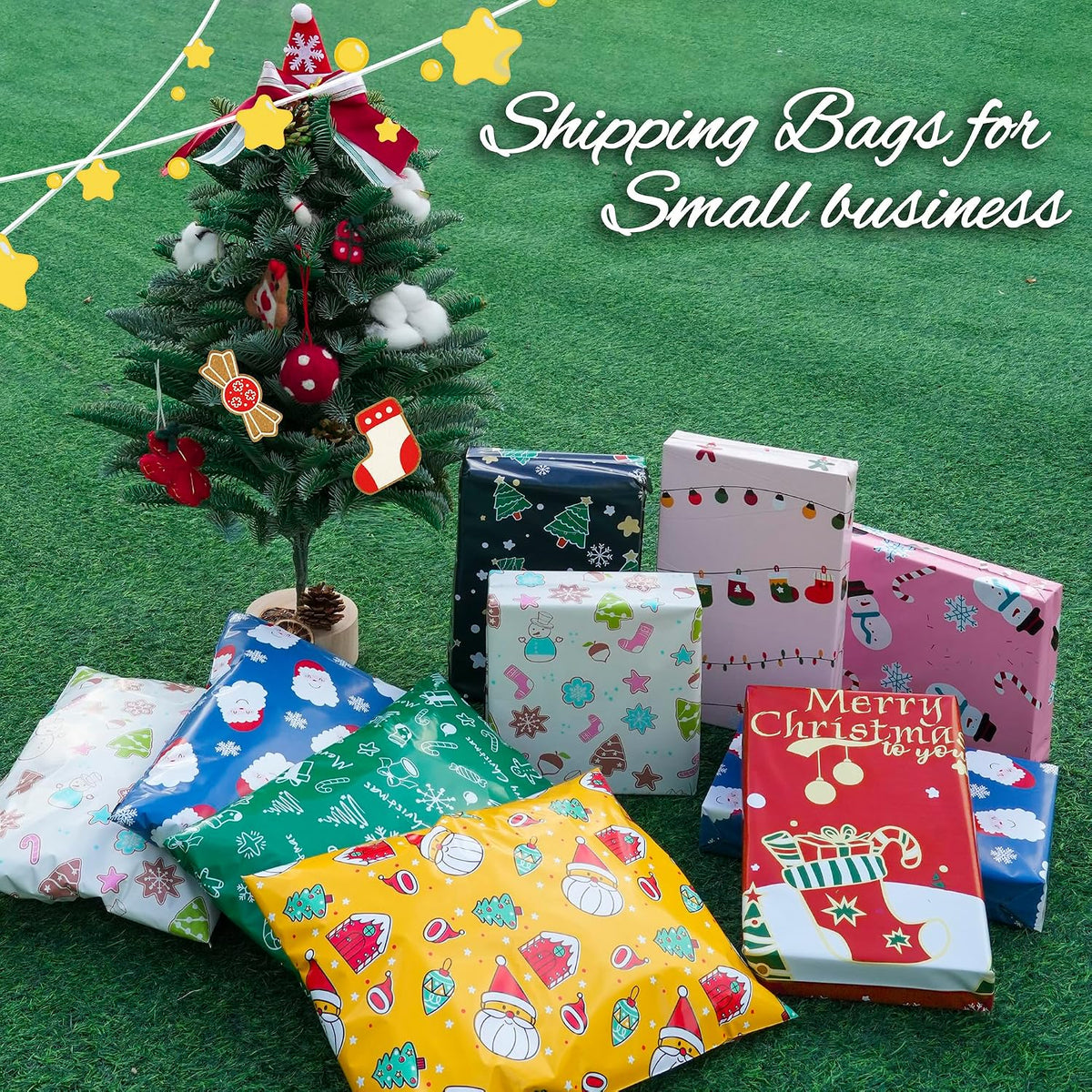 Christmas Poly Mailer 12x15.5 Inch 50 Pcs, Snowmen Printed