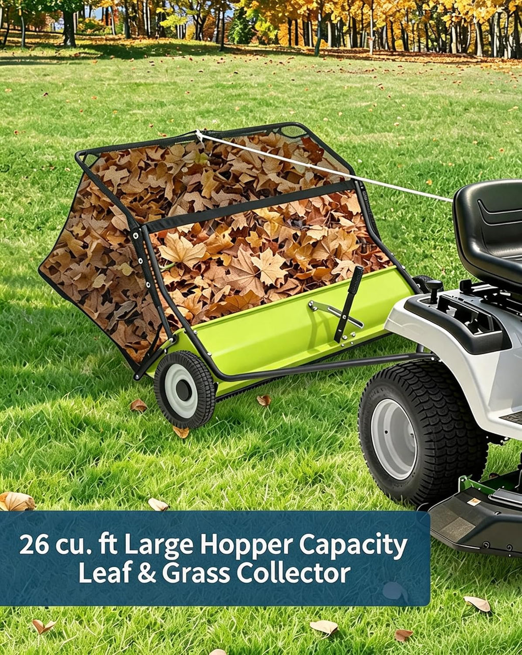 50 in Lawn Sweeper Tow Behind, 28 Cu. ft Large Hopper Leaf & Grass Collector, Heavy Duty Pull Behind Yard Sweeper