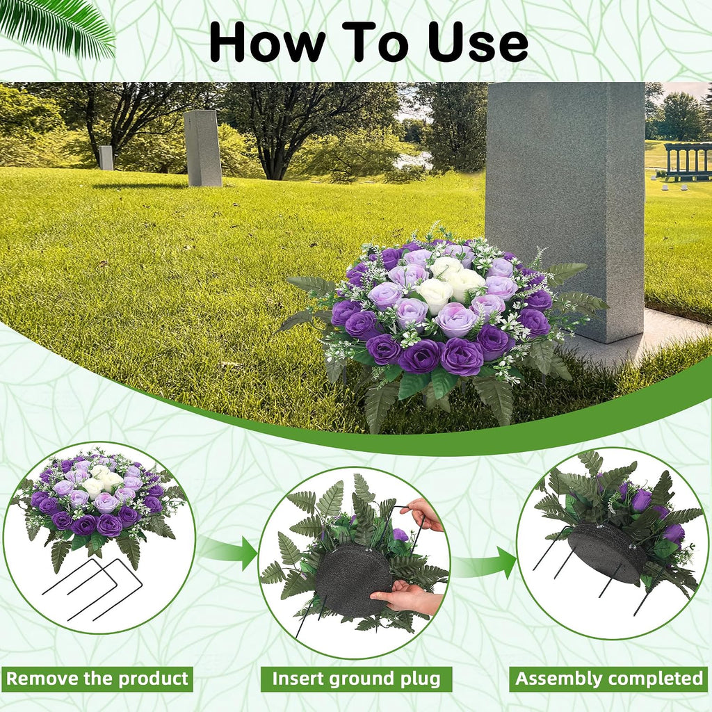 Artificial Cemetery Flowers,Silk Memorial Cake for Cemetery,Artificial Flower Centrepieces for Tables,Artificial Rose