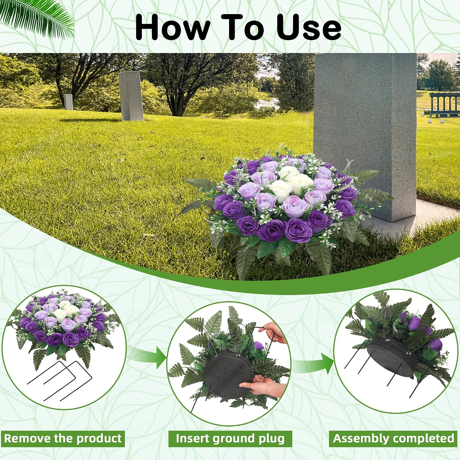 Artificial Cemetery Flowers,Silk Memorial Cake for Cemetery,Artificial Flower Centrepieces for Tables,Artificial Rose