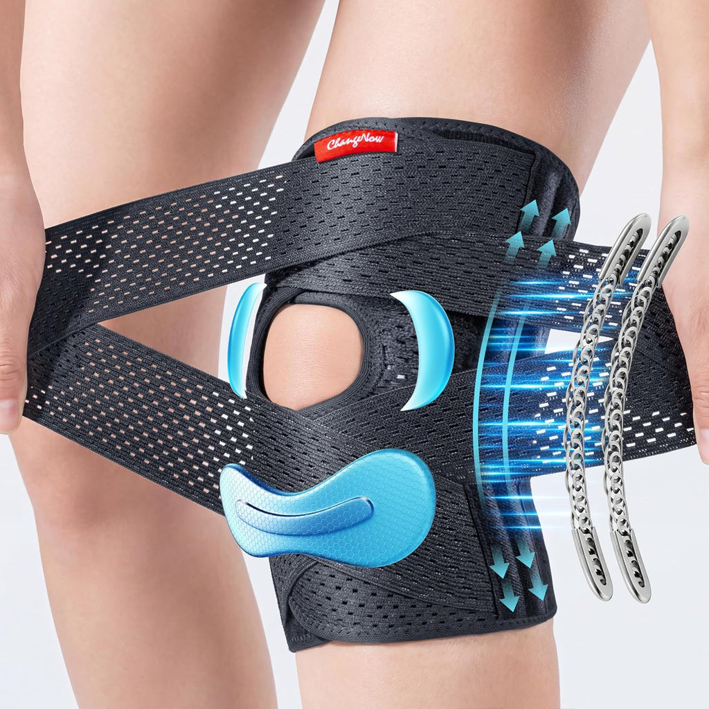 Upgraded Medical-Grade Knee Brace for Women and Men,[Ultra Breathable & V-Straps] Knee Support with Side