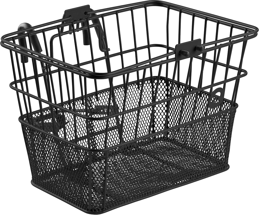 Apollo Detachable Front Bike Basket Steel Half-Mesh with Integrated Detachable Hooks and Built-In Handle, Easy
