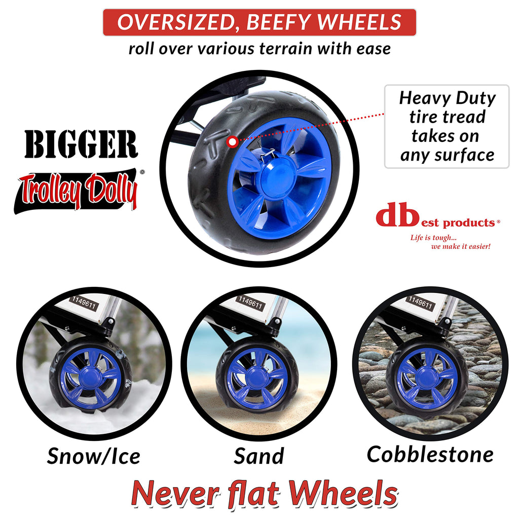Bigger Trolley Dolly, Blue Shopping Grocery Foldable Cart