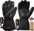 Heated Gloves for Men Women, Rechargeable Electric Heated Leather Skiing and Snowboarding Gloves