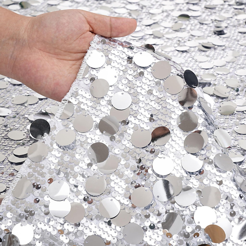 Silver Sequin Tablecloth 50x102 Inch Sparkly Rectangle Table Cloth