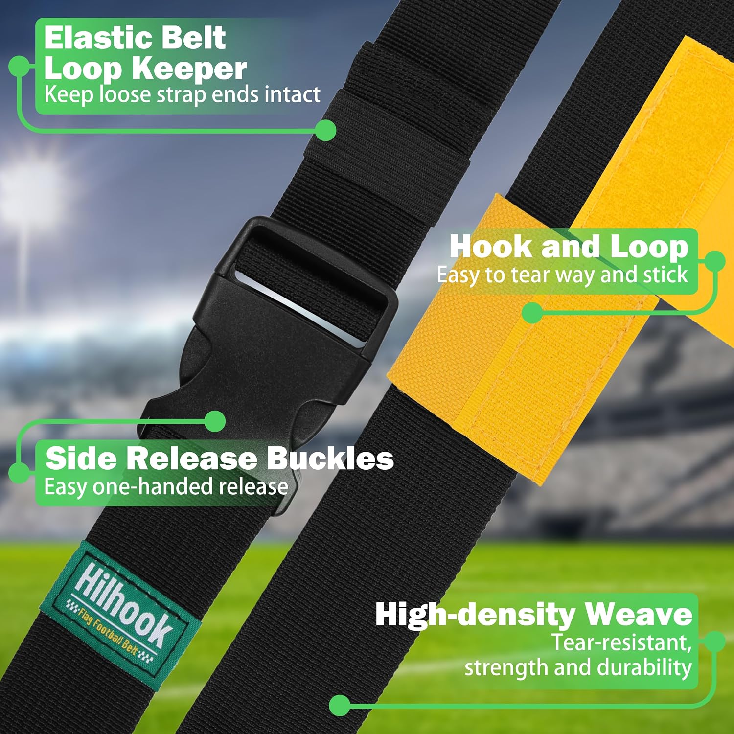 14-Player Flag Football Belts with 42 Flags For Kids, Youth & Adult | Two-Color, One Size Fits All, Quick-Release