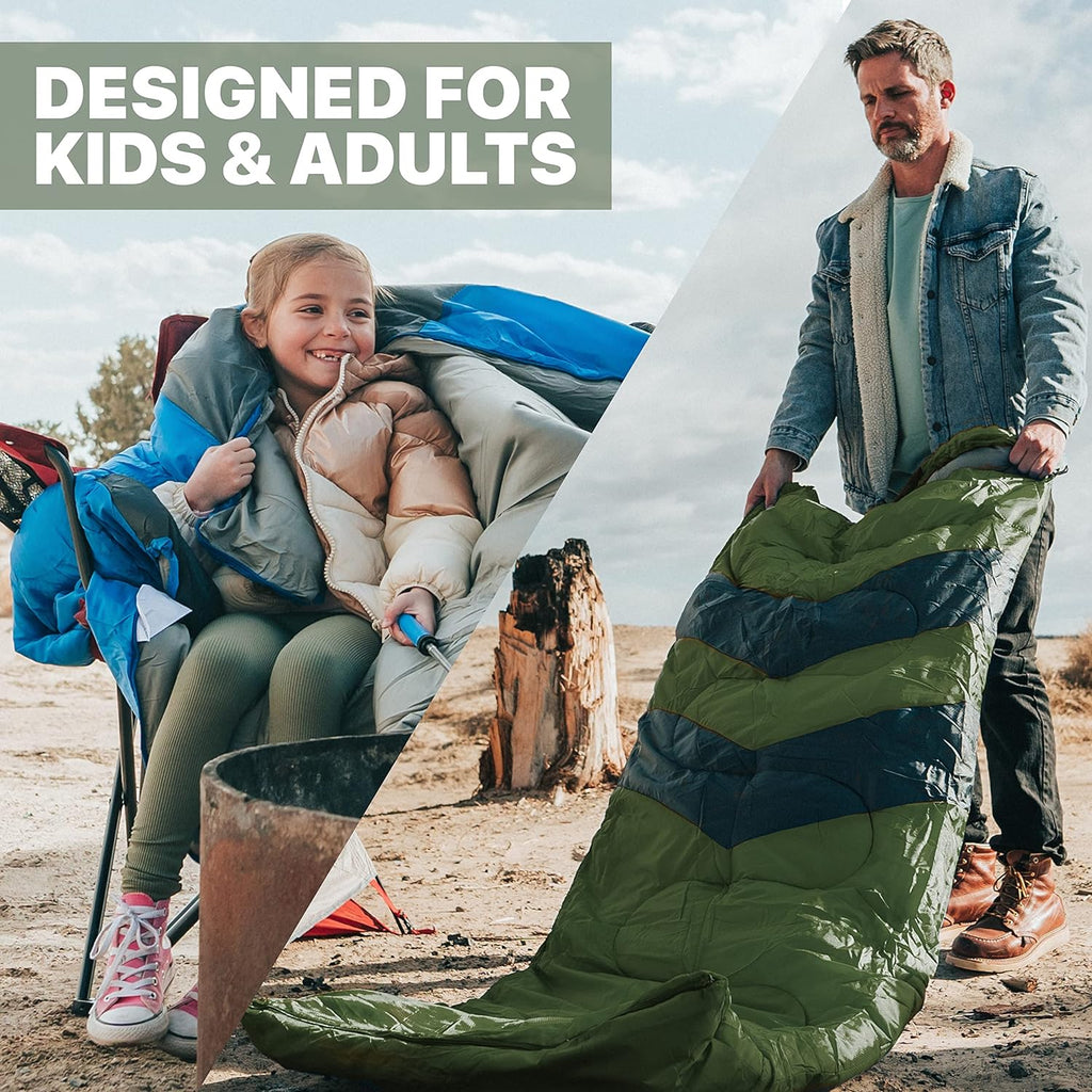 Sleeping Bags for Adults Cold Weather & Warm - Backpacking Camping Sleeping Bag for Kids, Girls, Boys - Lightweight