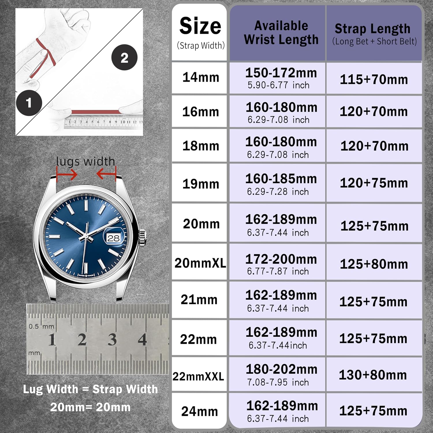 Quick Release Leather Watch Band 14mm 16mm 18mm 19mm 20mm 21mm 22mm 24mm,Vintage Oil Wax-tanned Pull-up Men's Watch